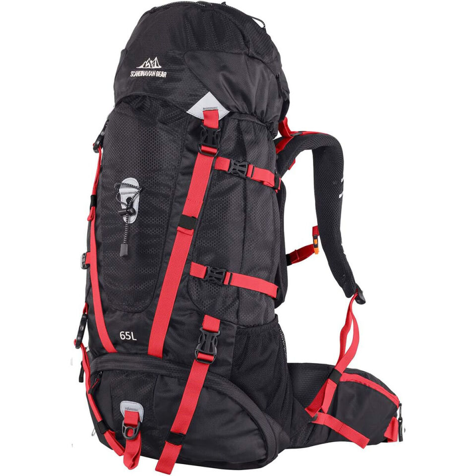 QuickUP Hiking Sırt Çantası 65 Litre-SİYAH-KIRMIZI