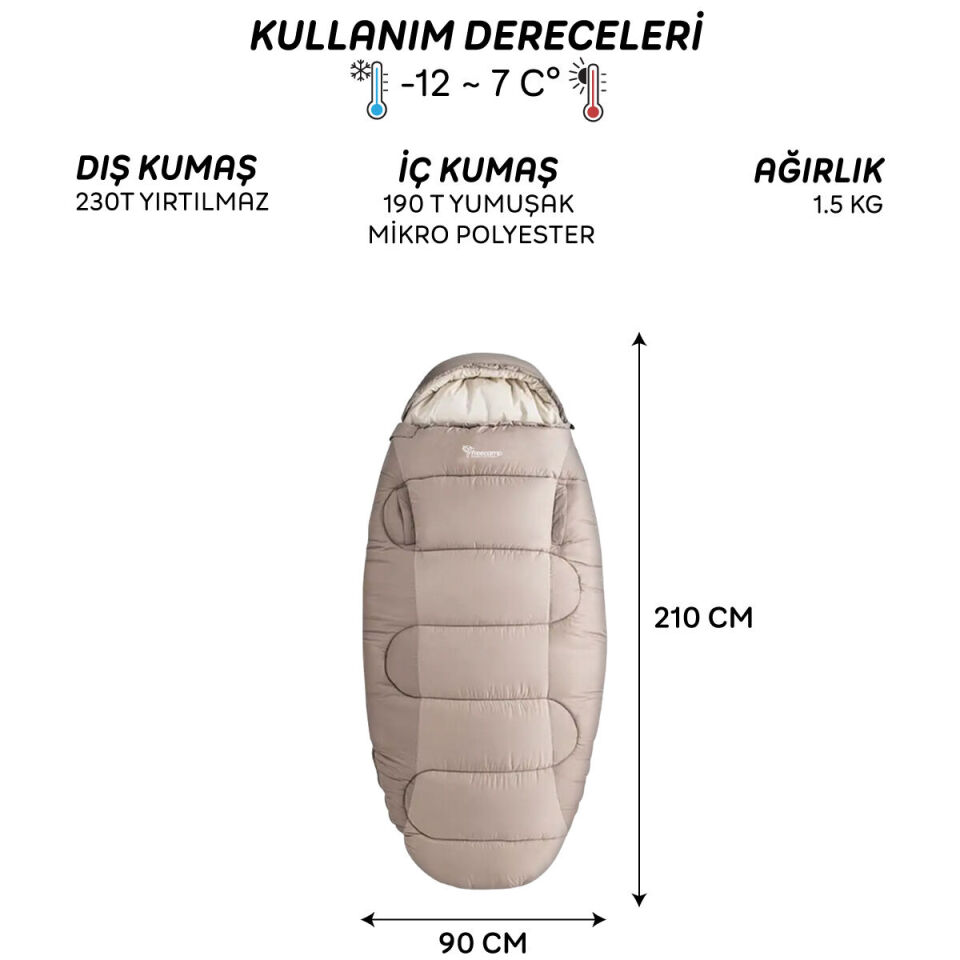 FreeCamp Sleepwell 300 Uyku Tulumu-BEJ